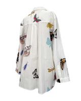 Weisse Bluse mit Schmetterlingsprint