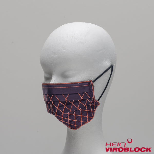 308 / Stickerei-Maske aubergine/orange mit HeiQ Viroblock
