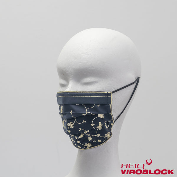 322 / Stickerei-Maske midnight/vanille mit HeiQ Viroblock