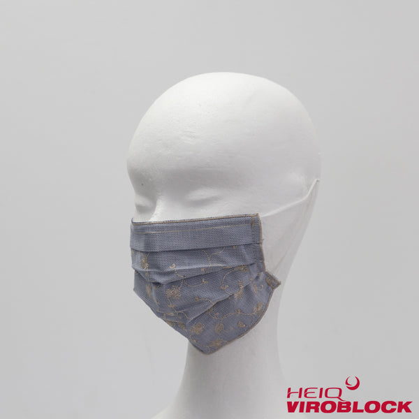 325 / Stickerei-Maske hellblau/vanille mit HeiQ Viroblock