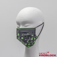 327 / Stickerei-Maske grau /hellgrün mit HeiQ Viroblock