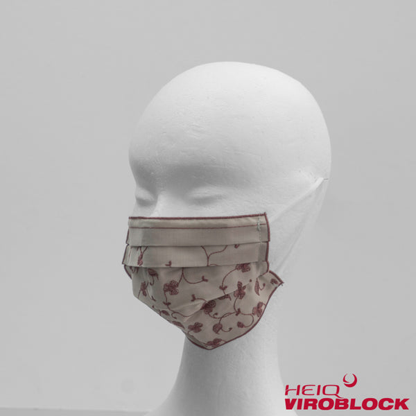 331 / Stickerei-Maske sand/altrosa mit HeiQ Viroblock